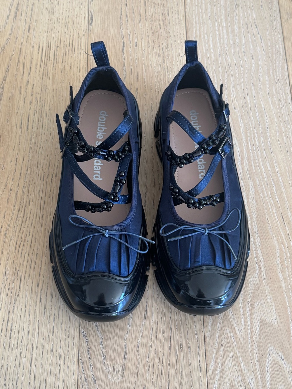 Double Zero Navy Blue Satin Ballet Sneakers - Picture 5 of 11